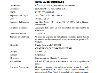 Foto 1 de 1 - SÚMULA DE CONTRATO